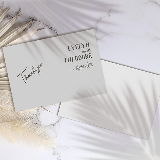 Elegante, neutrale Linie Blume Hochzeit Dankeskarte (Von Creator hochgeladen)
