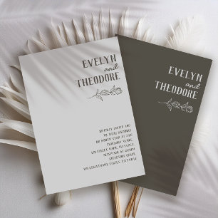 Elegante neutrale Linie Blume Hochzeit Einladung