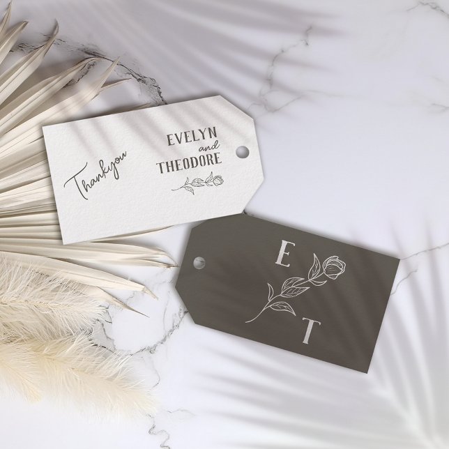 Elegante, neutrale Linie Blume Hochzeit Geschenkanhänger (Von Creator hochgeladen)