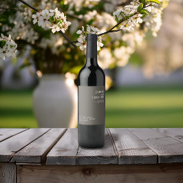 Elegante neutrale Linie Blume Hochzeit Weinetikett