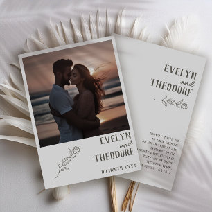 Elegante neutrale Linie Kunstblume Einladung