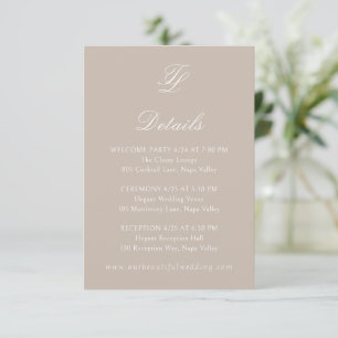 Elegante, neutrale traditionelle Hochzeit Begleitkarte