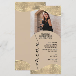 Elegante neutrale und Champagner-Gold-Speisekarte Menükarte