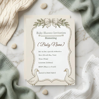 elegante neutrale vintage-Einladung zur Babyparty Einladung