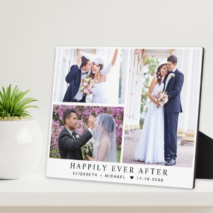 Elegante Neuvermählte 3 Foto-Collage Hochzeit Fotoplatte