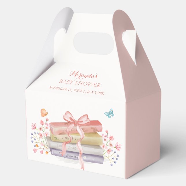 Elegante New Chapter Floral Bow Book Baby Shower Geschenkschachtel (Vorderseite)