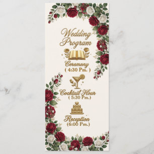 Elegante New Yorker Rosenblüten-Hochzeitsprogrammk Programm
