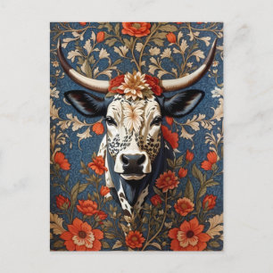 Elegante Nguni-Kuh, inspiriert von William Morris Postkarte