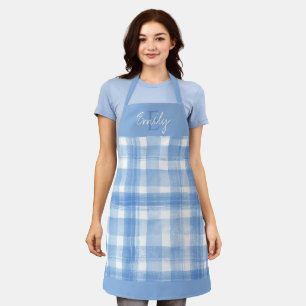 Elegante Niedlich Blue White Kariert Weihnachten S Schürze