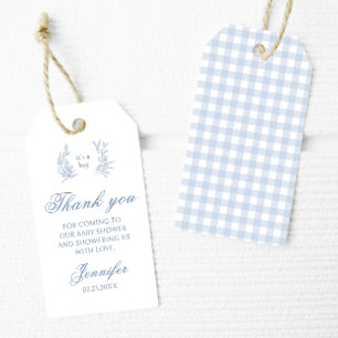 Elegante niedliche Babydusche Dank Geschenketikett Geschenkanhänger
