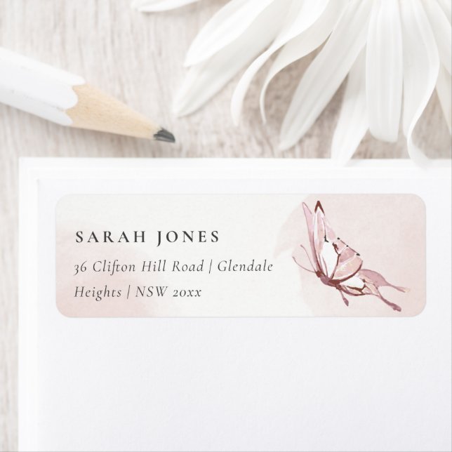 ELEGANTE NIEDLICHE BLUSH WATERCOLOR-BUTTERFLY-ADRE (Insitu)