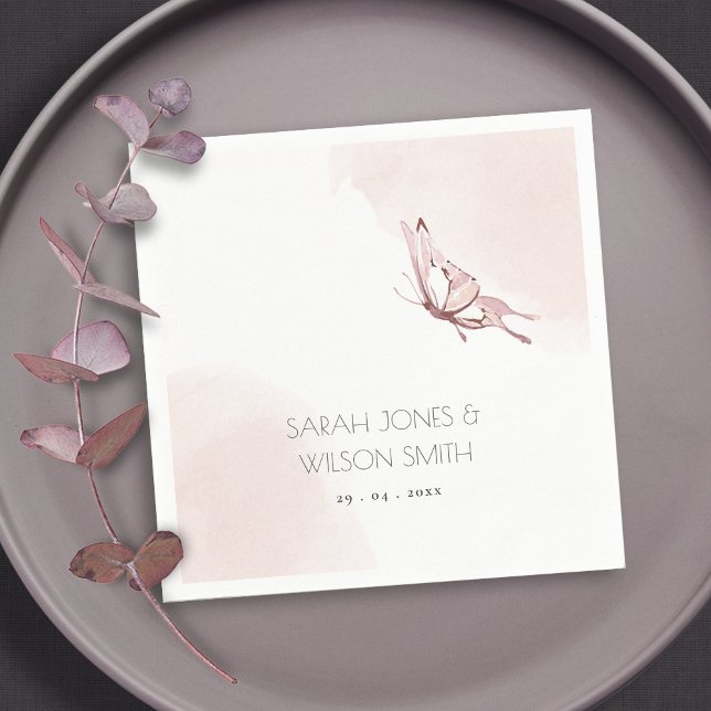 ELEGANTE NIEDLICHE BLUSH WATERCOLOR BUTTERFLY WEDD SERVIETTE (Von Creator hochgeladen)