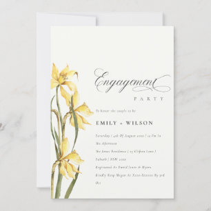 Elegante Niedliche Gelbe Daffodil Verlobung Einlad Dankeskarte