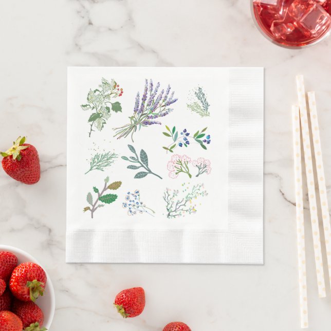 Elegante niedliche Grünpflanzen Serviette (Beispiel)