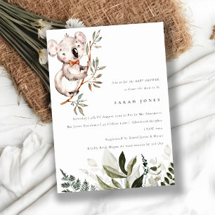 Elegante Niedliche Koala Foliage Babydusche laden  Dankeskarte