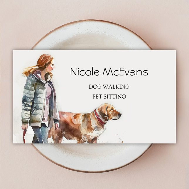 Elegante Niedliche Pflege von Hunden Visitenkarte (Elegant Dog & Cat Pet Care Services Business Card)