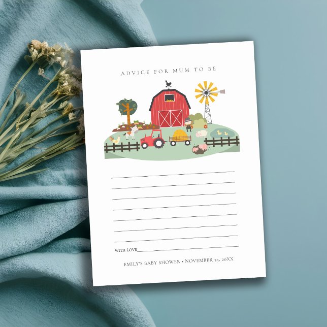Elegante Niedliche Red Barnyard Farm Animal Baby S Begleitkarte (Von Creator hochgeladen)
