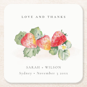 Elegante Niedliche Red Strawberry Leafy Foliage We Rechteckiger Pappuntersetzer
