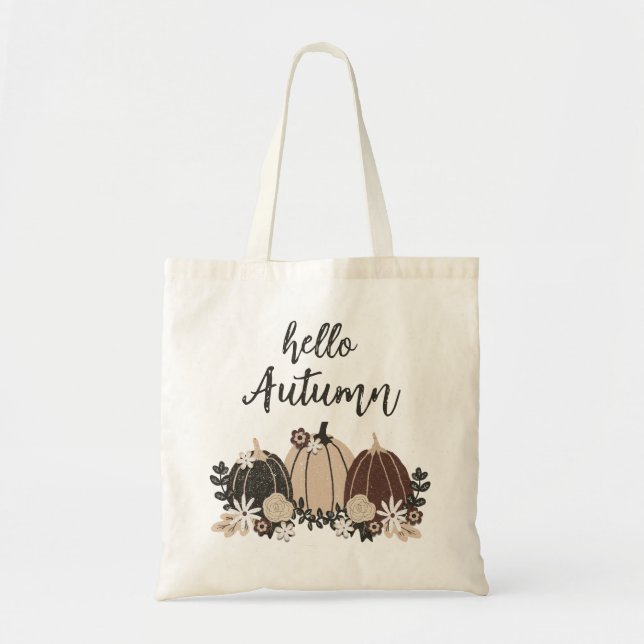 Elegante Niedliche Retro-Herbst Schwarze Pumpkins- Tragetasche (Vorne)