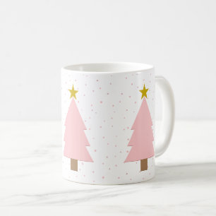 Elegante Niedliche, rosa Weihnachtsbäume, Goldene  Kaffeetasse