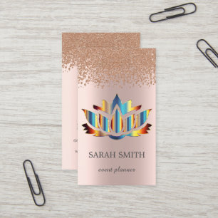 Elegante Niedliche Rose Gold Diamonds Lotus Visitenkarte