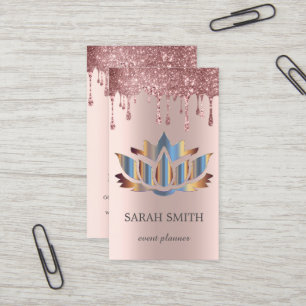 Elegante Niedliche Rose Gold Tropfen Lotus Visitenkarte