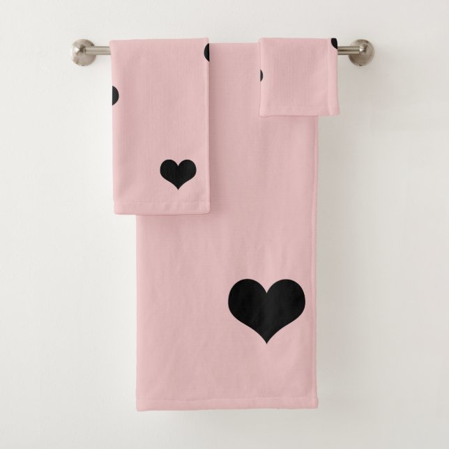 Elegante niedliche Schwarze u. erröten rosa Badhandtuch Set (Insitu)