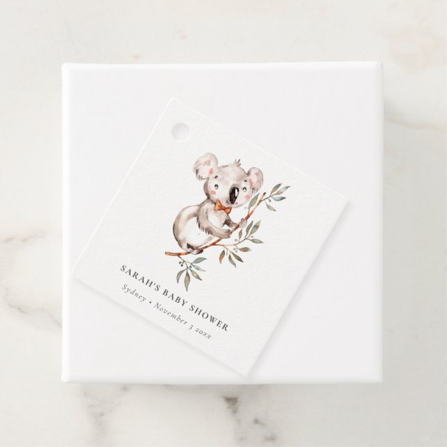 Elegante Niedliche Sleepy Koala Foliage Babydusche Geschenkanhänger (Beispiel)