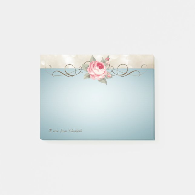 Elegante Niedliche, stilvolle, romantische.Rose Post-it Klebezettel (Vorderseite)