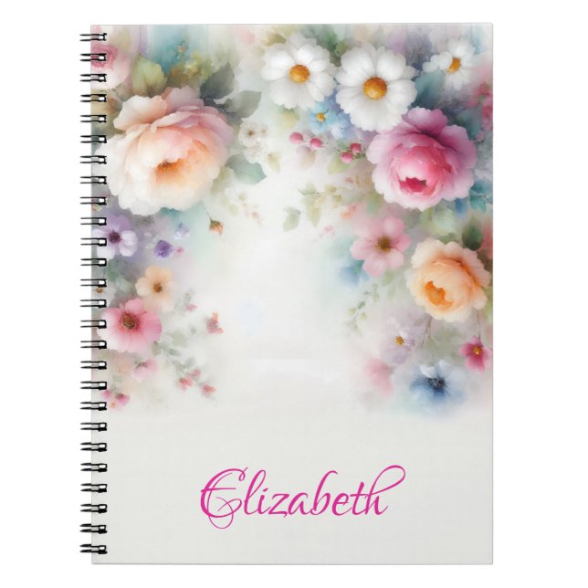 Elegante niedliche Wasserfarbe Aquarell Blumenmale Notizblock (Vorderseite)