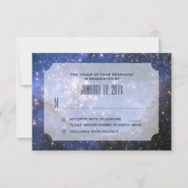 Elegante Night Sky / Space Theme Wedding RSVP Karte