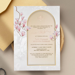 Elegante Nikkah-Hochzeit-Folieeinladung   Magnolie Folieneinladung