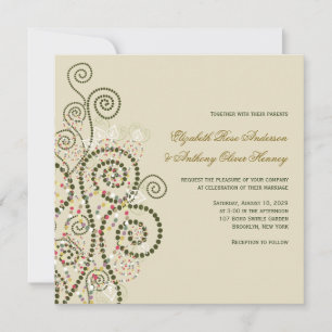 Elegante noble Wedding Boho grüne Spiralen laden Einladung