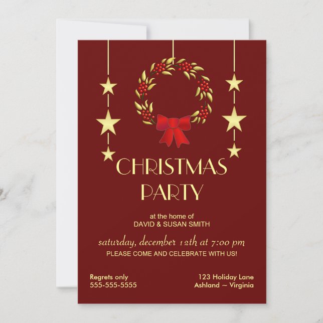 Élégante Noël Fête Invitations (Devant)