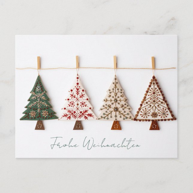 Elegante Nordic Style Weihnachtsbäume Postkarte (Vorderseite)