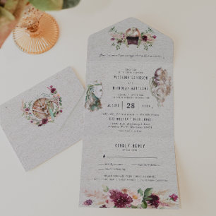 Elegante nordische Wikinger-Schriftrolle Hochzeit All In One Einladung