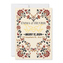 Elegante norwegische Rosemaling-Hochzeitseinladung