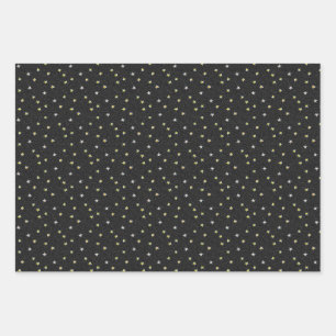 Elegante Nostalgische handbemalte Sterne auf Schwa Geschenkpapier Set