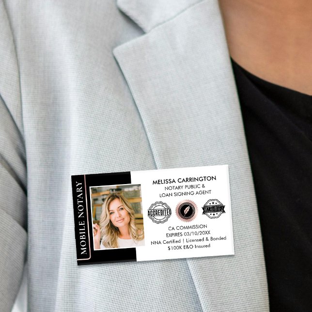 Elegante Notar Public Black Rose Gold Namenschild (Von Creator hochgeladen)