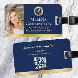 Elegante Notar Public Foto Gold Navy Blue Gepäckanhänger
