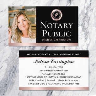 Elegante Notar Public Foto Rose Gold Visitenkarte