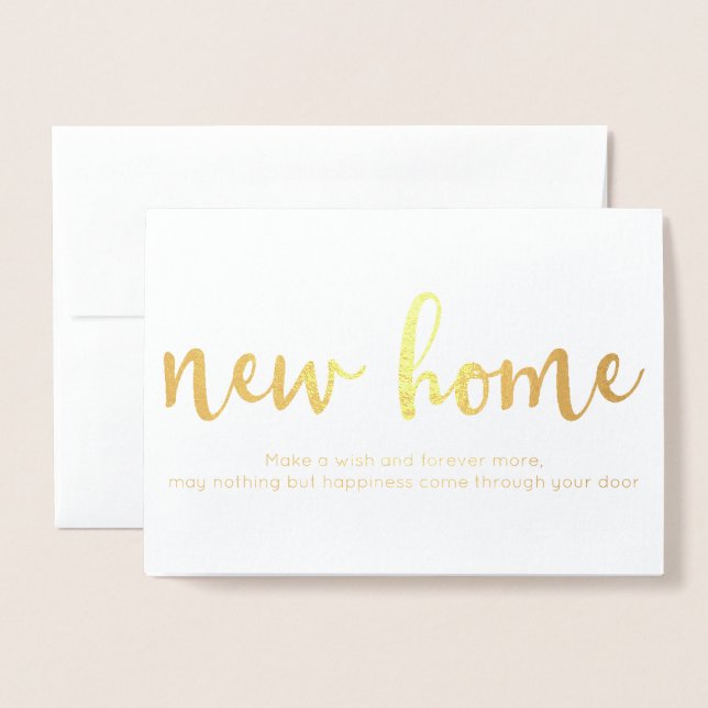 Élégante nouvelle maison - Carte à huile d'or pour (Devant avec enveloppe)