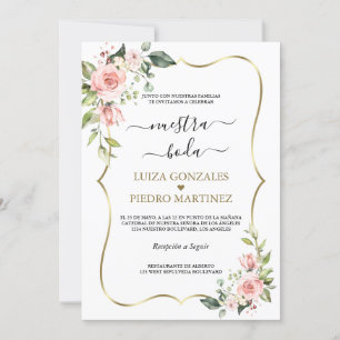 Elegante Nuestra Boda Caligrafía Con Flores Einladung
