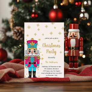 Elegante Nussknacker-Weihnachtsfeier Gold Glitte Einladung