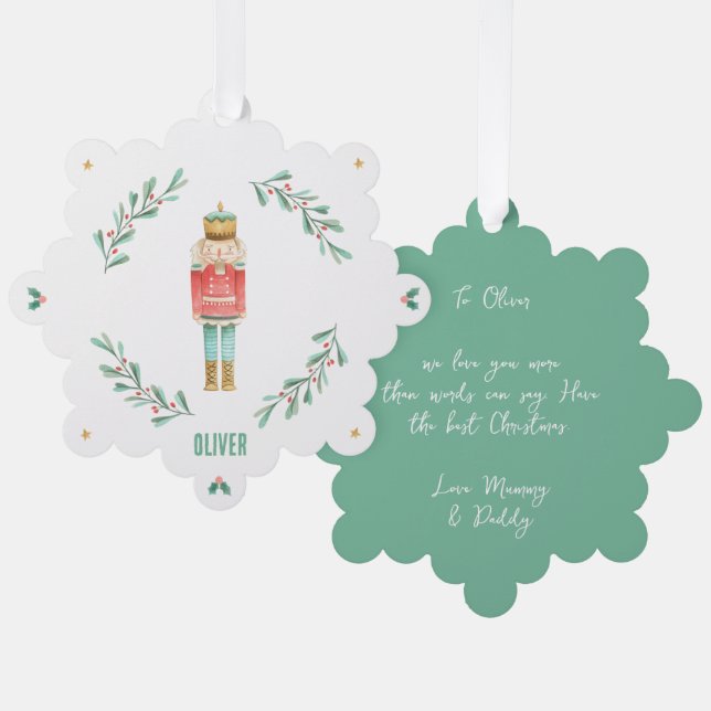 Elegante Nutcracker Traditionelles niedliches Weih Ornament Karte (Vorderseite/Rückseite)