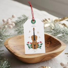 Elegante Nutcracker Violine Blumenmusik zu und von Geschenkanhänger