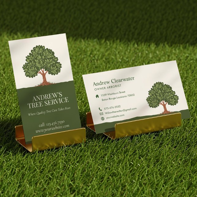 Elegante Oak Tree Rasenpflege Landschaften Arboris Visitenkarte (Elegant Oak Tree Lawn Care Landscaping Arborists Business Card)