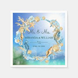 Elegante Ocean Beach Starfish Muschel Hochzeit Serviette