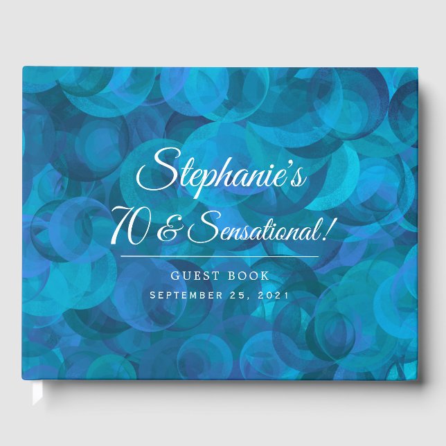 Elegante Ocean Blue 70 & Sensational Birthday Part Gästebuch (Vorderseite)