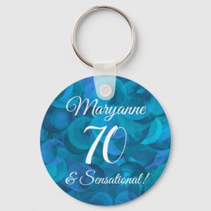 Elegante Ocean Blue 70 & Sensational Birthday Part Schlüsselanhänger